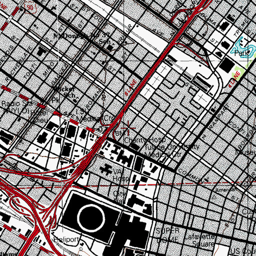 Topographic Map of New Orleans Fire Department Squirt 14 and Ladder 2, LA