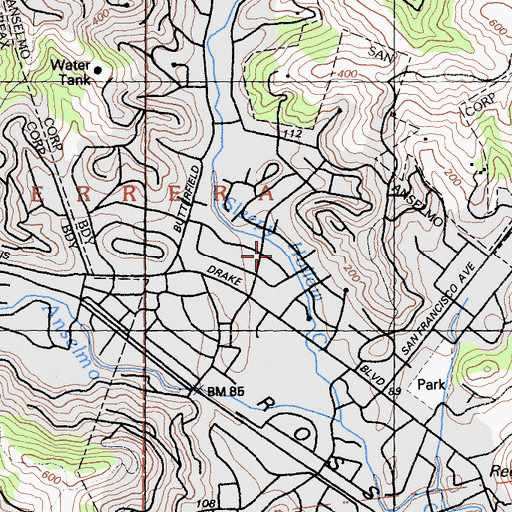 Topographic Map of Sleepy Hollow, CA