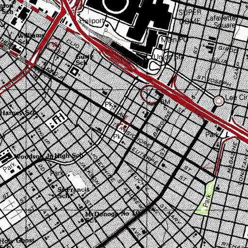 Topographic Map of New Orleans Fire Department Squirt 16 and Ladder 8, LA