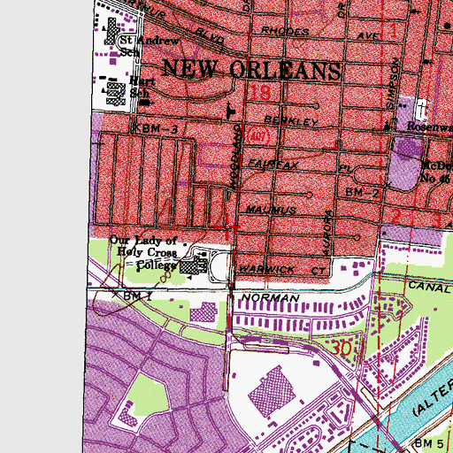 Topographic Map of New Orleans Fire Department Engine 17, LA