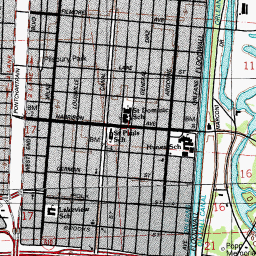 Topographic Map of New Orleans District 5 Station 18, LA