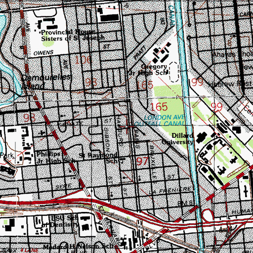 Topographic Map of New Orleans Fire Department Engine 21, LA