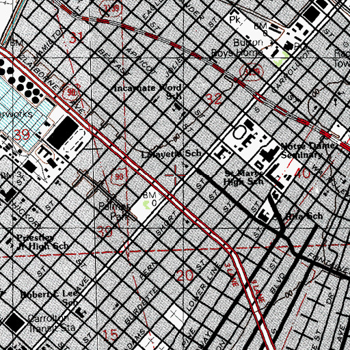 Topographic Map of New Orleans Fire Department Engine 25 and Ladder 7, LA