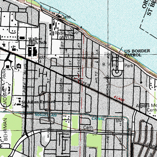 Topographic Map of New Orleans Fire Department Engine 33 and Ladder 6, LA