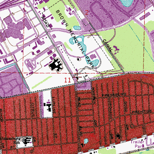 Topographic Map of New Orleans Fire Department Squirt 36 and Ladder 13, LA