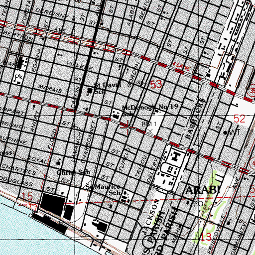 Topographic Map of New Orleans Fire Department Engine 39, LA
