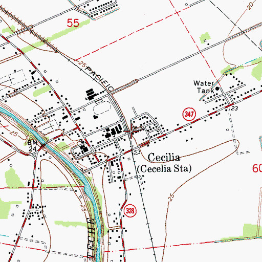 Topographic Map of Cecilia Volunteer Fire Department, LA