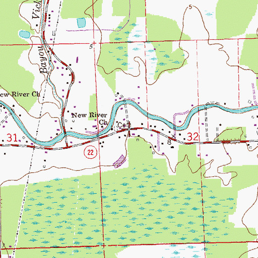 Topographic Map of Acy Fire Station (historical), LA