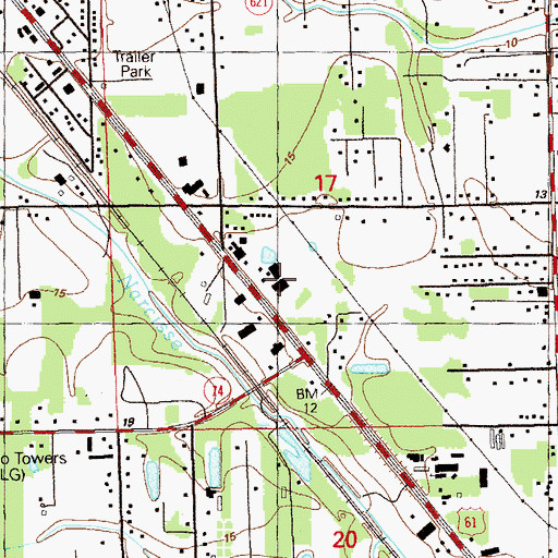 Topographic Map of Ascension Parish Fire Protection District 1 Headquarters, LA