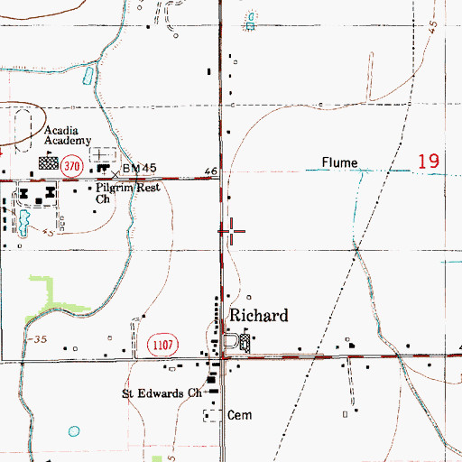 Topographic Map of Richard Volunteer Fire Department, LA