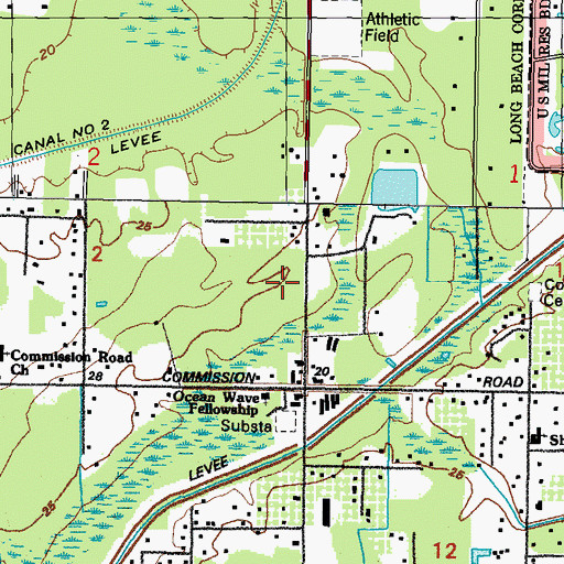 Topographic Map of Long Beach Fire Department Station 1 Central Station, MS