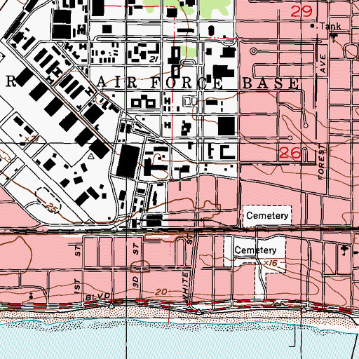 Topographic Map of Keesler Air Force Base Fire Department, MS