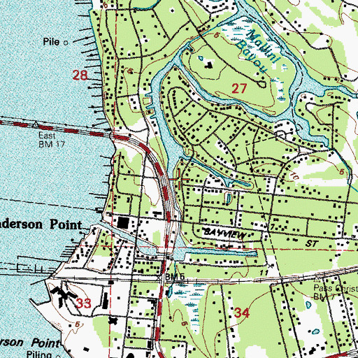 Topographic Map of Harrison County Fire Services Henderson Point Station, MS