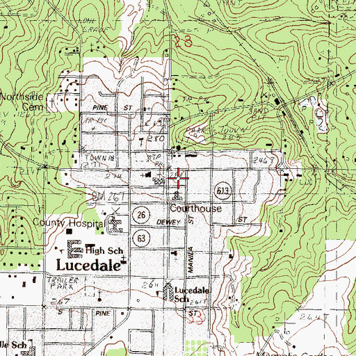 Topographic Map of George County Emergency Management Lucedale Fire Department, MS