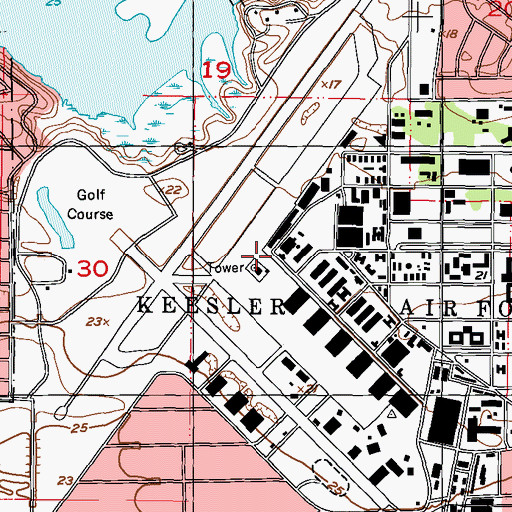Topographic Map of Keesler Air Force Base Fire Department, MS