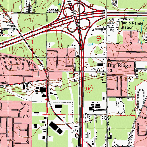 Topographic Map of Diberville Fire Department, MS