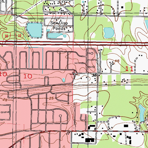 Topographic Map of West Jackson County Volunteer Fire Department Station 1, MS