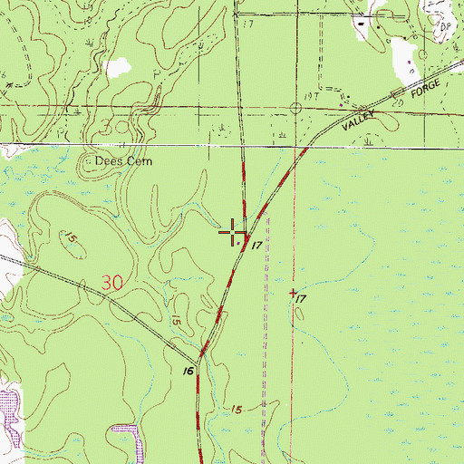 Topographic Map of Forts Lake - Franklin Creek Volunteer Fire Department Station 1, MS