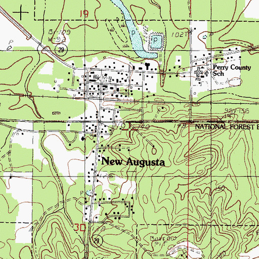 Topographic Map of New Augusta Volunteer Fire Department, MS