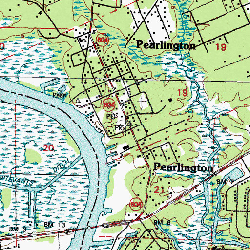 Topographic Map of West Hancock Volunteer Fire Department, MS
