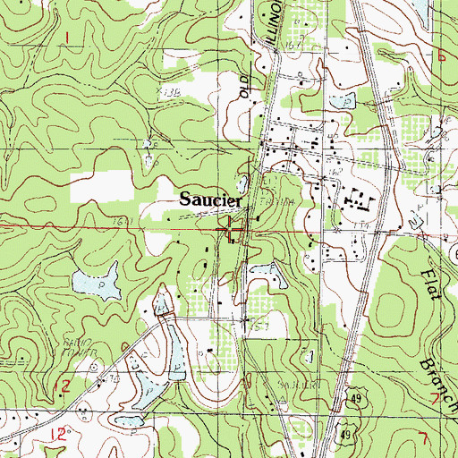 Topographic Map of Harrison County Fire Service - Saucier Volunteer Fire Department, MS