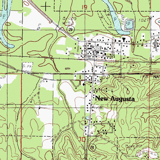 Topographic Map of New Augusta Fire Department, MS