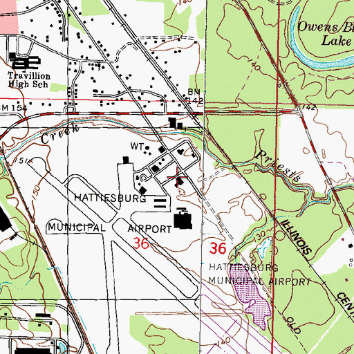 Topographic Map of Hattiesburg Fire Training Academy, MS