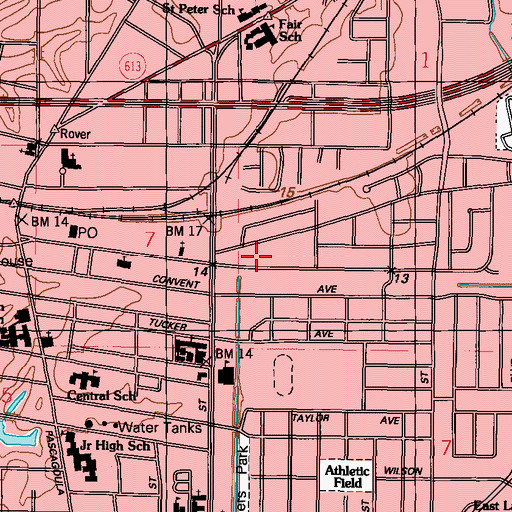Topographic Map of Pascagoula Fire Department Central Station, MS