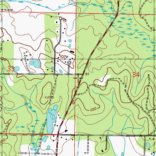 Topographic Map of Harrison County Fire Service - Lizana Volunteer Fire Department Station 3 County Farm Road, MS