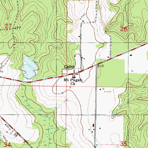 Topographic Map of Mount Pisgah Volunteer Fire Department, MS