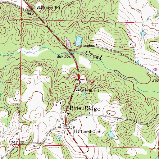 Topographic Map of Pine Ridge Volunteer Fire Department, MS
