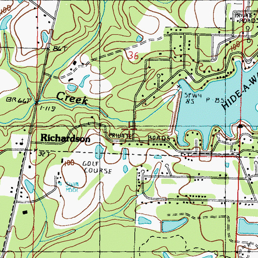 Topographic Map of Carriere Volunteer Fire Department Station 2 Hideaway Lake, MS