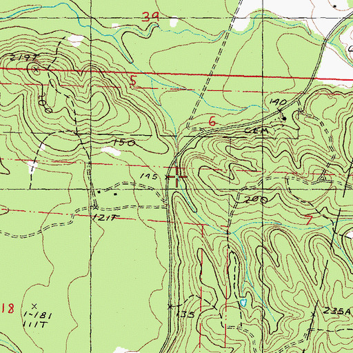 Topographic Map of Amackertown Volunteer Fire Department Station 2, MS