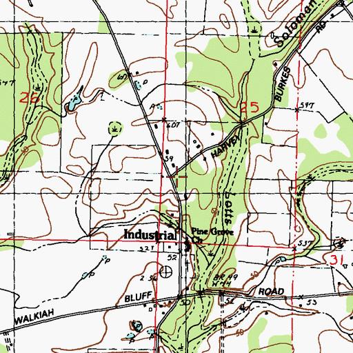 Topographic Map of Pine Grove Volunteer Fire Department Station 1 Headquarters, MS