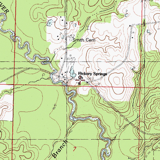 Topographic Map of Steephollow Volunteer Fire Department Station 3, MS