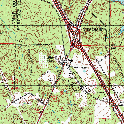 Topographic Map of The Emergency Management District Office, MS