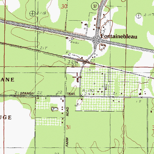 Topographic Map of Fontainebleau Volunteer Fire Department Central Station, MS