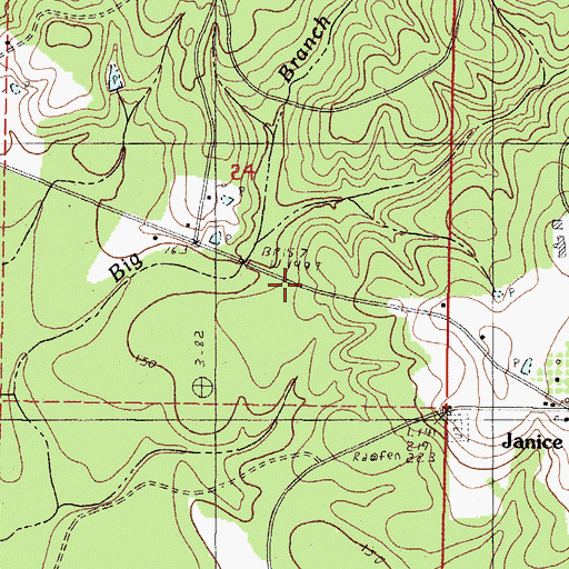 Topographic Map of Janice Volunteer Fire Department, MS