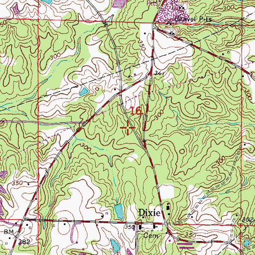 Topographic Map of Dixie Volunteer Fire Department, MS