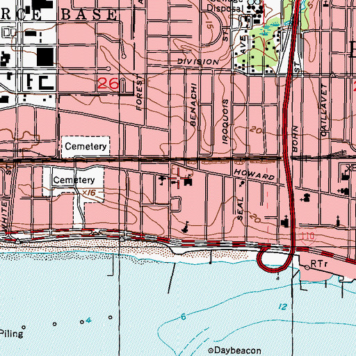 Topographic Map of Biloxi Fire Department Station 1 Central, MS