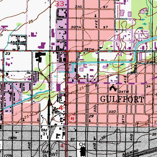 Topographic Map of Gulfport Fire Department Station 3, MS