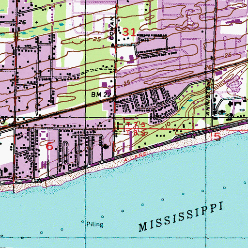 Topographic Map of Gulfport Fire Department Station 7, MS