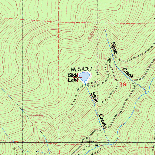 Topographic Map of Slide Lake, CA