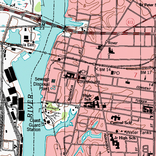 Topographic Map of Jackson County Fire District Manager Office, MS