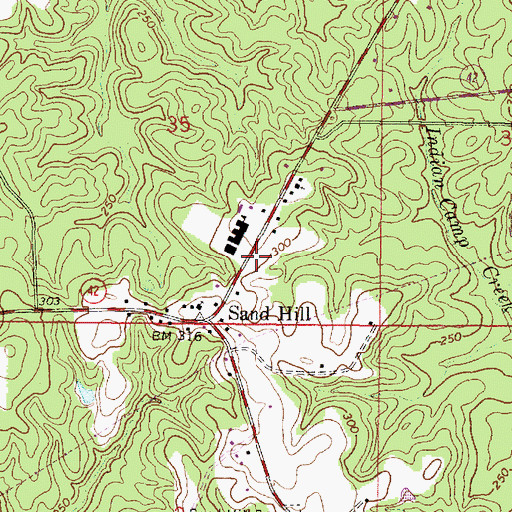 Topographic Map of Sand Hill Volunteer Fire Department, MS