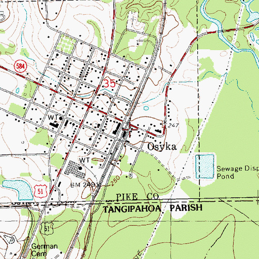 Topographic Map of Rural Osyka Volunteer Fire Department, MS