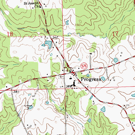 Topographic Map of Progress Volunteer Fire Department Station 1, MS