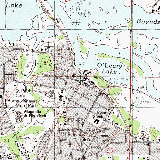 Topographic Map of Moss Point Auxiliary Police, MS