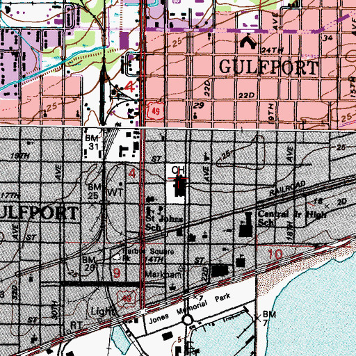 Topographic Map of Harrison County Sheriff's Office, MS