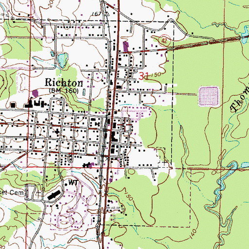 Topographic Map of Richton Police Department, MS